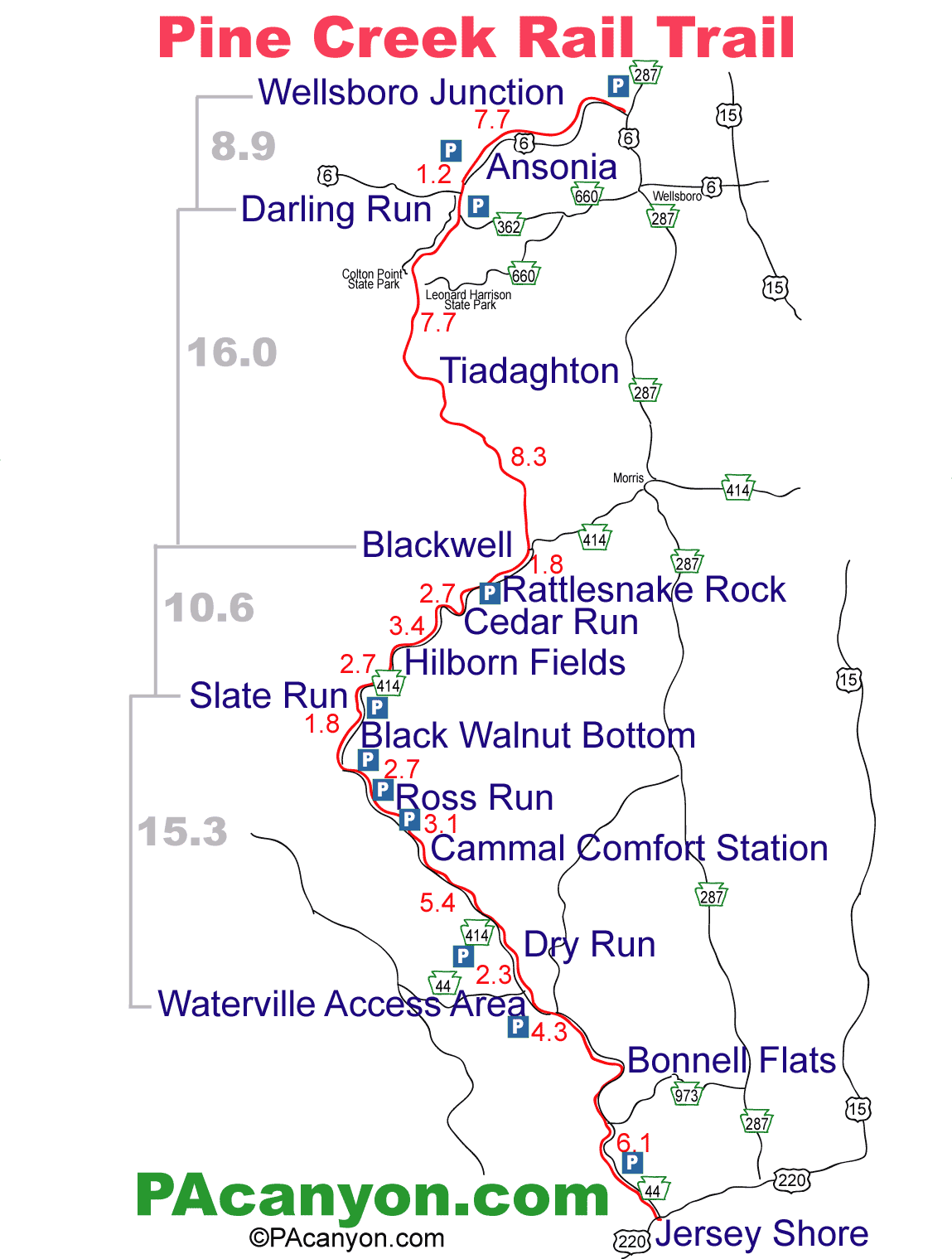 Pine Creek Rail Trail Map